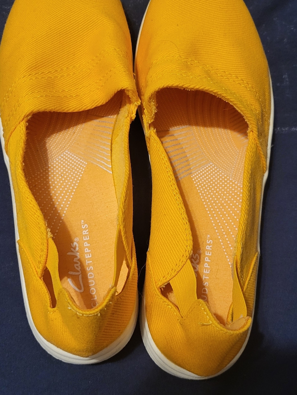 Brand New Clarks Yellow Canvas Slip-On Moccasins